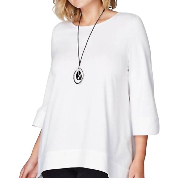 Christian Siriano For J.Jill Mixed-Media Tee Lagonlook White Tunic Size Lp - Picture 6 of 11